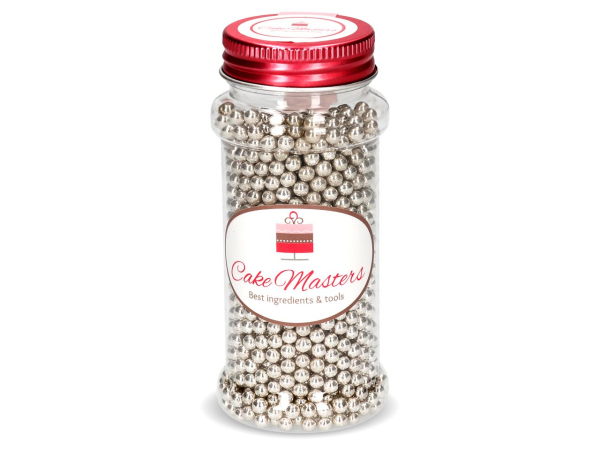Cake-Masters Silberperlen klein (80 g / Ø 3 mm) – Essbare Zuckerperlen in Silber zum Dekorieren von Torten, Kuchen, Cupcakes & Desserts