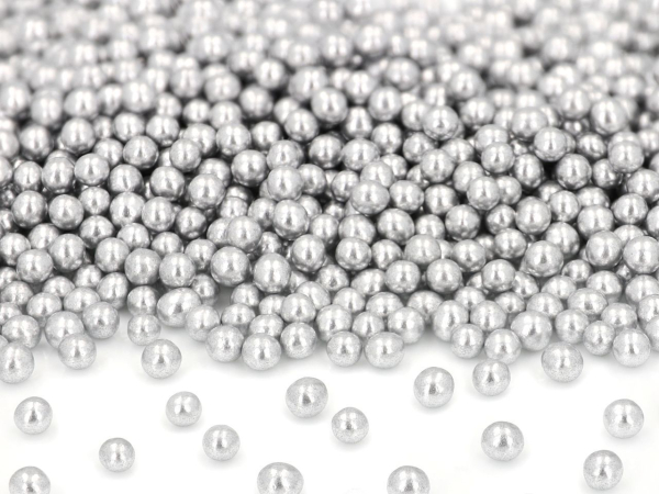 Cake-Masters Silberperlen klein (80 g / Ø 3 mm) – Essbare Zuckerperlen in Silber zum Dekorieren von Torten, Kuchen, Cupcakes & Desserts