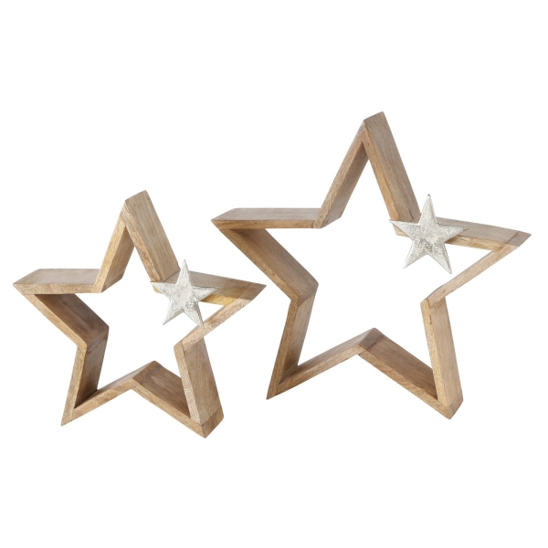 Sternaufsteller Holz mit Metallstern