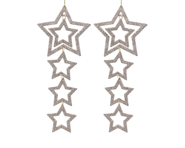 Star Pendants Glitter Gold Set of 2