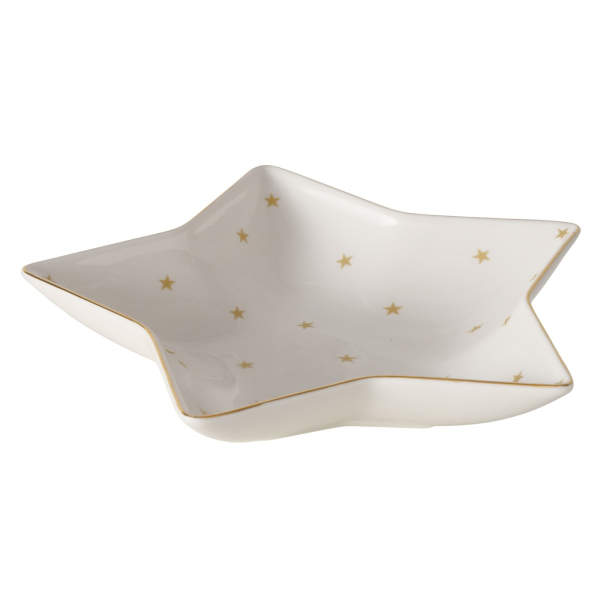 Sternschale „Stella“ 600 ml aus New Bone China – Edle Keksschale in Sternform mit Goldstern-Dekor & Goldrand