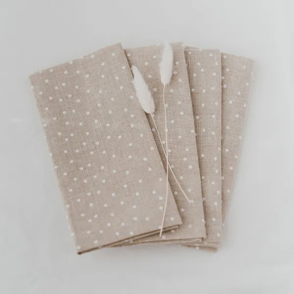 Leinen-Servietten Natur Punkte (4er Set)