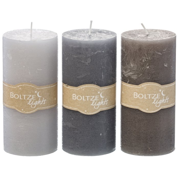 Pillar Candle "Grey, Brown" 15cm