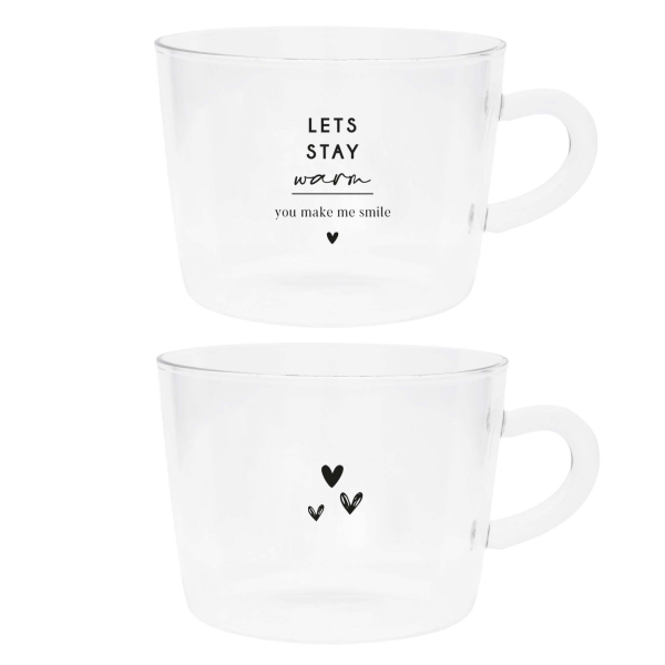 Teacup, Tumbler Tea, Let's stay warm, hearts by Bastion Collections