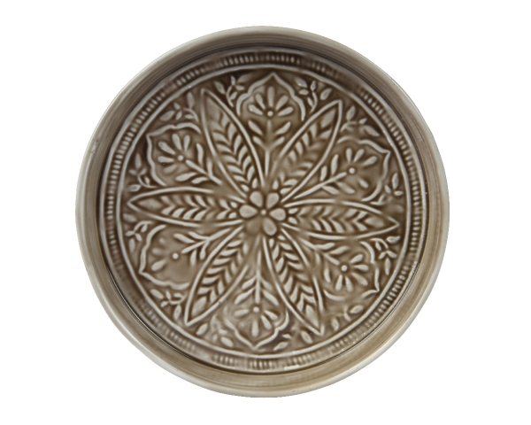 Plate with mandala pattern grey