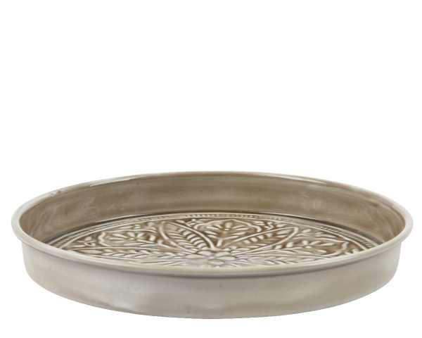 Plate with mandala pattern grey