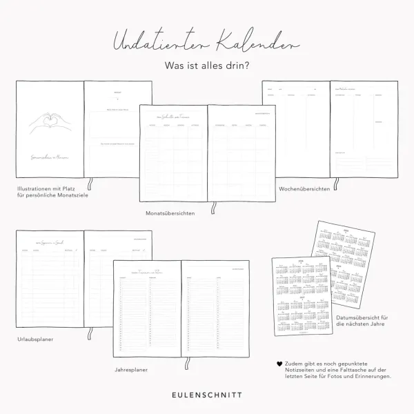 Terminkalender „Neues Glück“ – Eleganter Planer mit Leineneinband