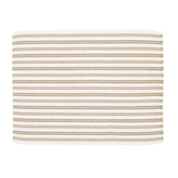 Striped Ribbed Placemat Beige/White – Classic 100% Cotton Table Mat 35x45 cm