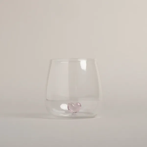 Trinkglas mit Herzfigur Rosa von Eulenschnitt