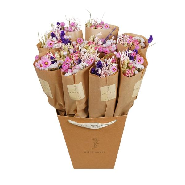 Trockenblumenstrauß Lila Glow – Strahlendes Bouquet im Markt-Stil (50 cm)