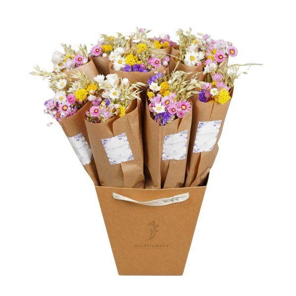 Trockenblumenstrauß Niederländischer Charme – Farbenfrohes Bouquet im Markt-Stil (50 cm)