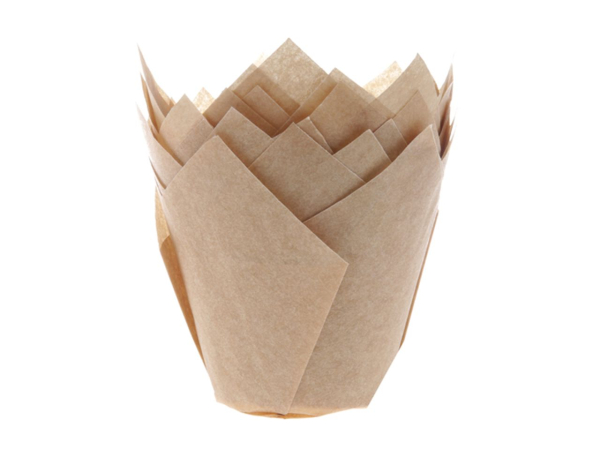 Muffin Tulips Kraft (36 Stück) – Backfeste Tulpen-Muffinförmchen aus braunem Kraftpapier für Muffins & Cupcakes