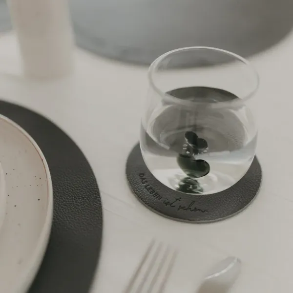 Wendbare Untersetzer „Das Leben“ – Grau (2er Set)