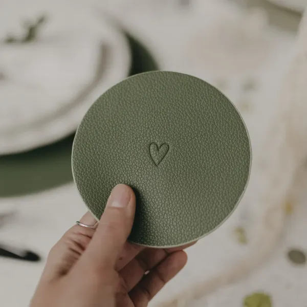 Wendbare Untersetzer Herz – Grün (2er Set)