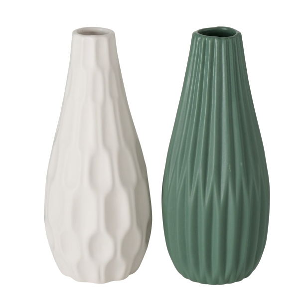 Vase "Lenja" high in green and white