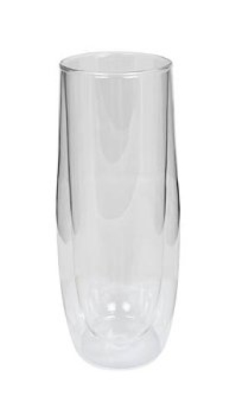 Kaheku Moretti Vase – Modern Double-Walled Clear Glass Design Vase (Ø 11 cm, H 28 cm)