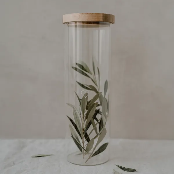 Eulenschnitt Vorratsglas 31cm mit weißem Herz