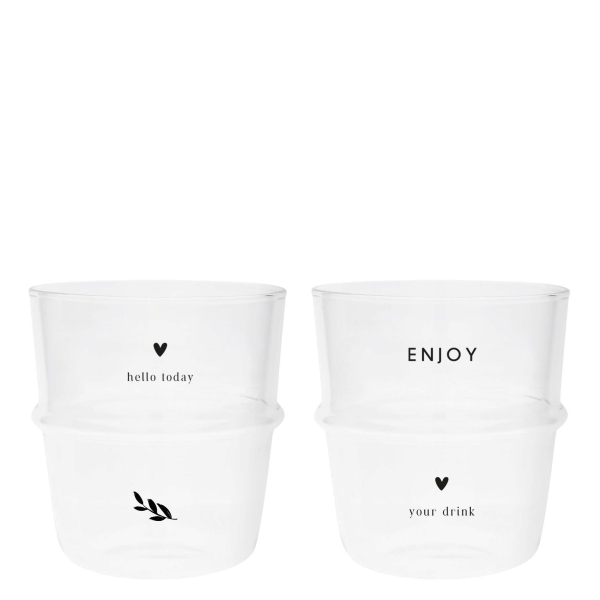 Water Glass, Drinking Glass "Hello today" by Bastion Collections