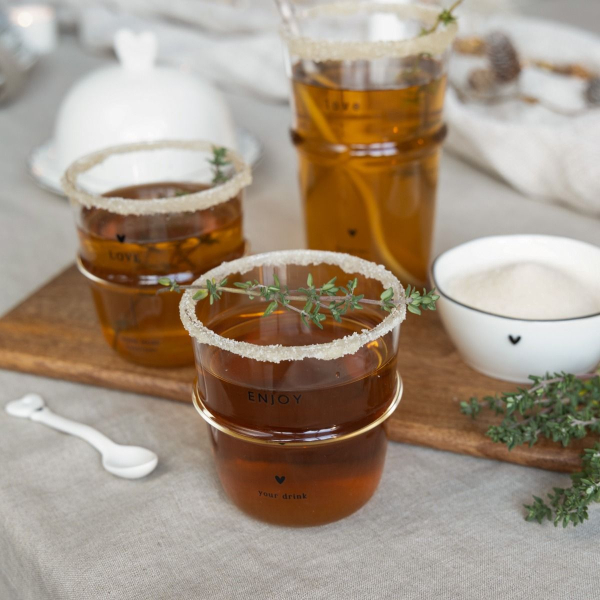 Water Glass, Drinking Glass "Hello today" by Bastion Collections