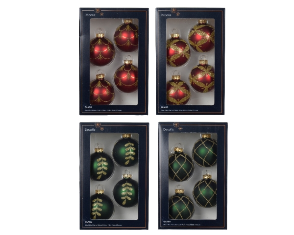 Christmas Tree Bauble, Christmas Ball Set of 4 Red/Green