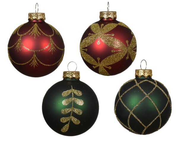 Christmas Tree Bauble, Christmas Ball Set of 4 Red/Green