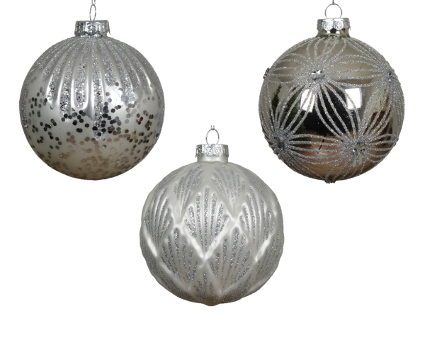 Christmas Ornament, Christmas Ball 10cm silver