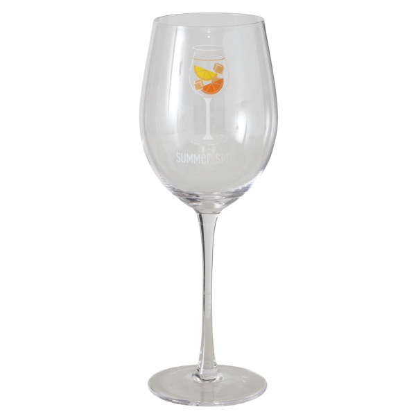 Wine Glass Summer Spritz – Elegant Clear Glass with Orange Motif & Gold Print 380 ml