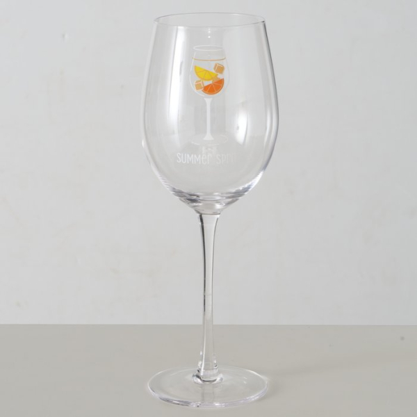 Wine Glass Summer Spritz – Elegant Clear Glass with Orange Motif & Gold Print 380 ml