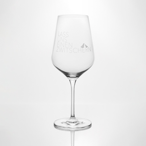 räder Wine Glass "Lass uns einen zwitschern" – Elegant White Wine Glass with Gold Decor