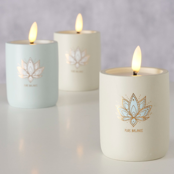 Boltze LED Lantern Bali – Handcrafted Concrete Table Light with Lotus Motif & Timer