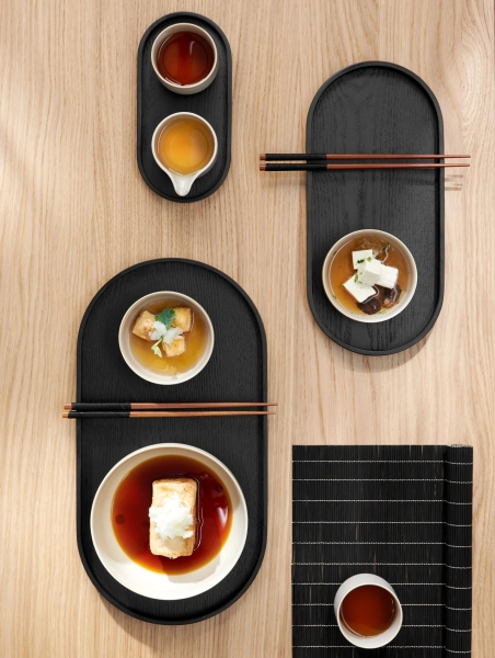Wooden tray in 2 sizes, black