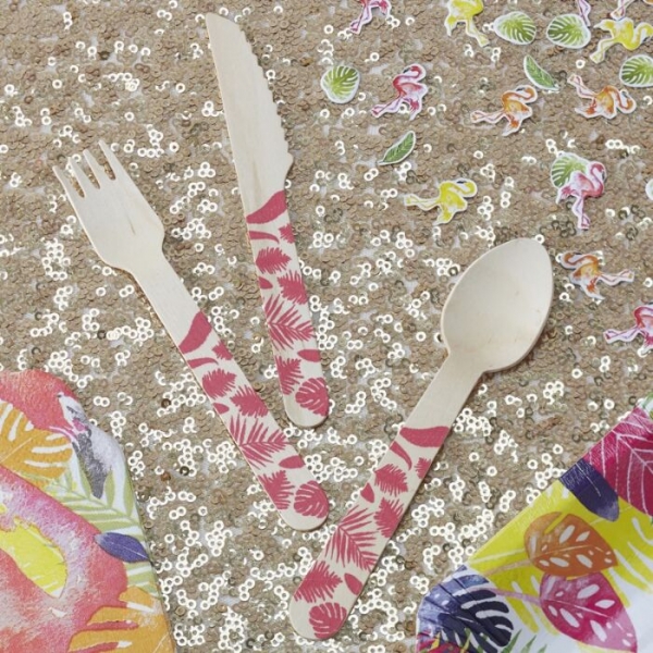 Wooden cutlery Flamingo Fun