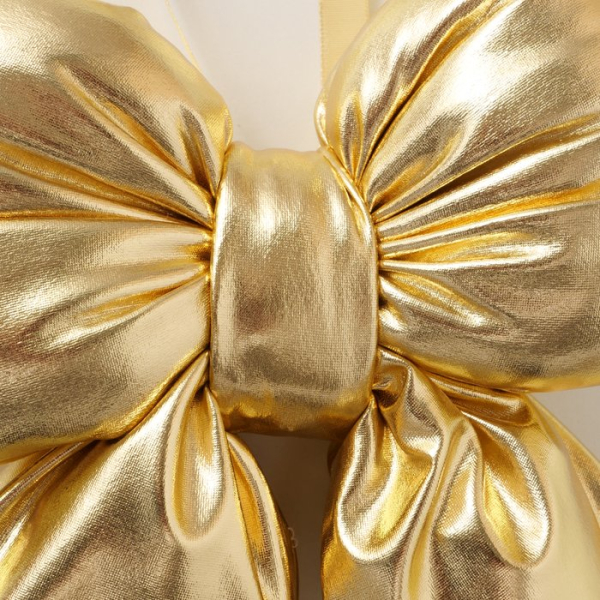 Boltze Dekoanhänger „Bowy“ 31 cm – Große Schleife in Metallic-Gold zum Aufhängen
