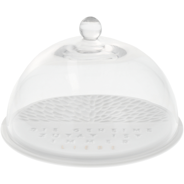 Glass Cloche with Porcelain Plate "Love" – Elegant Display for Sweets & Decor H: 9.5 cm