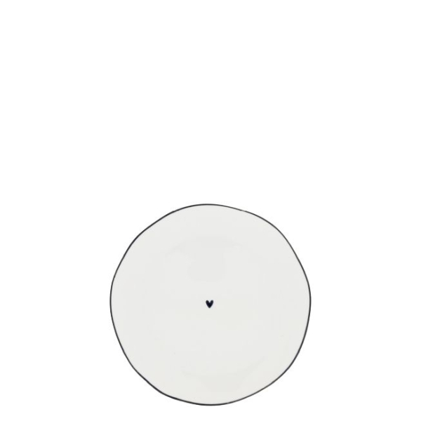 Sideplatte kleiner Teller 13 cm mit Herz und Streifen grau von Bastion Collections Österreich Onlineshop