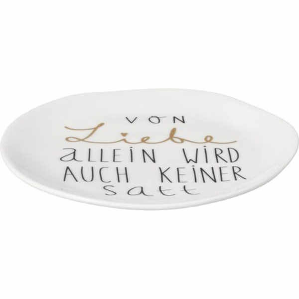 räder Small Plate "Von Liebe" – Fine Porcelain Plate with Heart Relief and Gold Accent