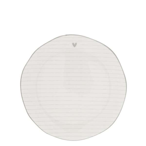Grey Dessert Plate with Stripes by Bastion Collections