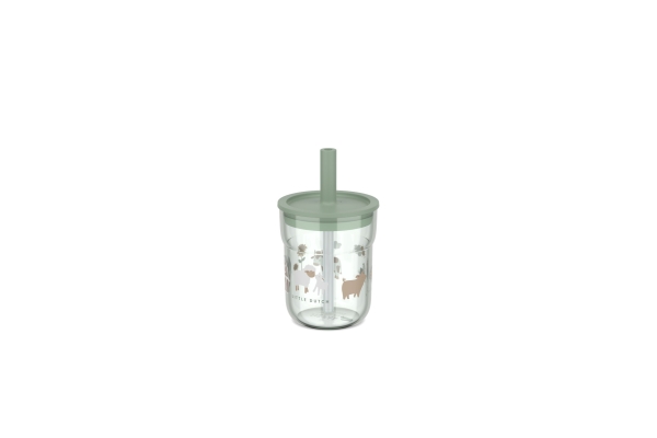 Children's Drinking Glass with Straw "Little Farm"