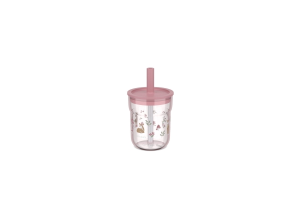 Children's Drinking Glass with Straw "Fairy Garden"