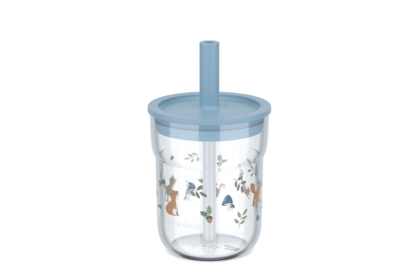 Children's Drinking Glass with Straw "Forest Friends"