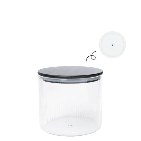 Storage Jar with Grooves and Wooden Lid by Bastion Collections