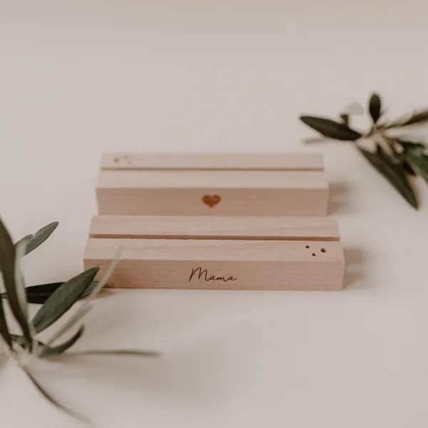 Karten- und Trockenblumenständer Mama – Eichenholz (2er Set)