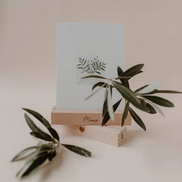 Karten- und Trockenblumenständer Mama – Eichenholz (2er Set)