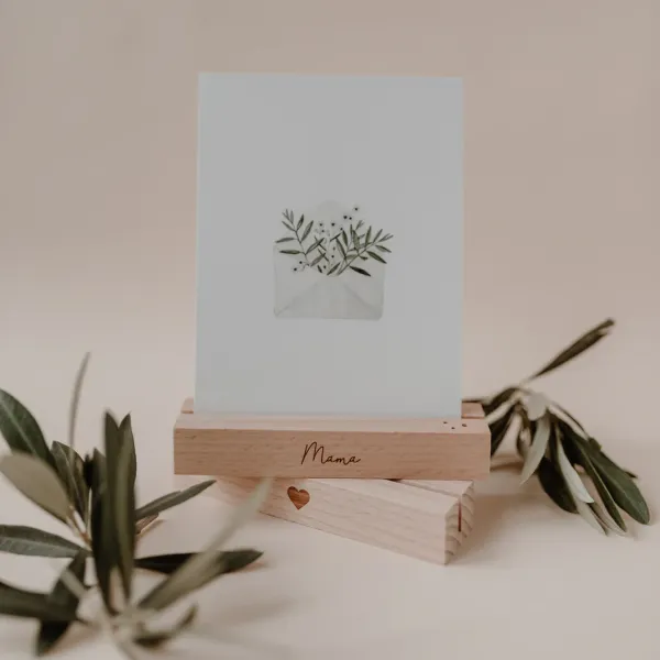 Karten- und Trockenblumenständer Mama – Eichenholz (2er Set)