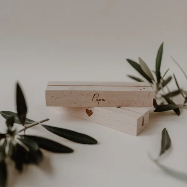 Karten- und Trockenblumenständer Papa – Eichenholz (2er Set)
