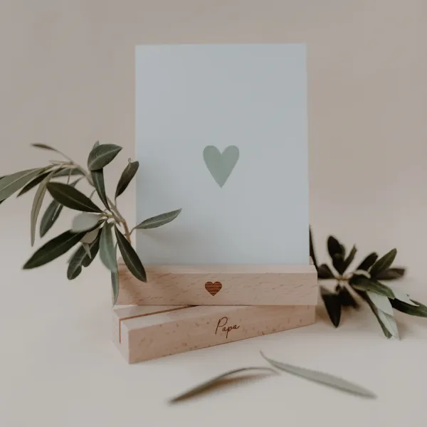 Karten- und Trockenblumenständer Papa – Eichenholz (2er Set)
