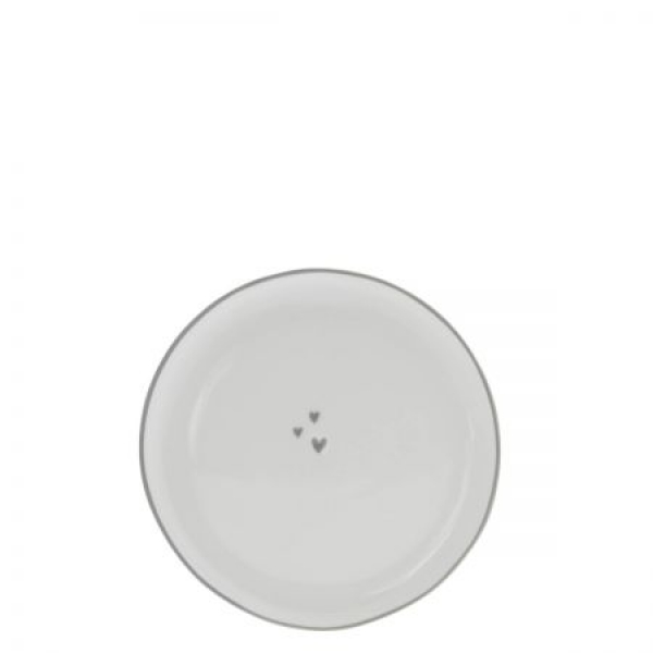 Cake Plate "White 3 little Hearts" grey by Bastion Collection