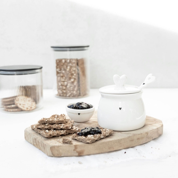 Storage Jar with Grooves and Wooden Lid by Bastion Collections