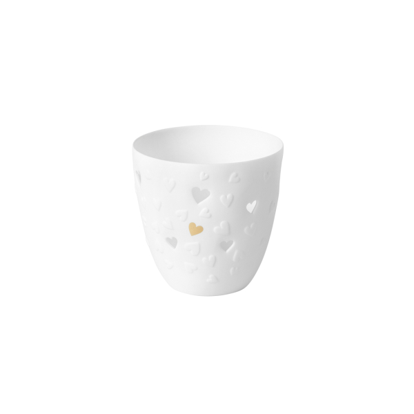 räder Poetry Light "Goldene Herzen" – Elegant Unglazed Porcelain Tealight Holder (Wedding)