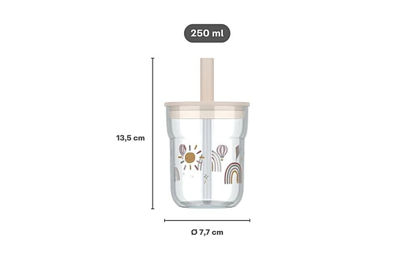 Children's Drinking Glass with Straw "Fairy Garden"